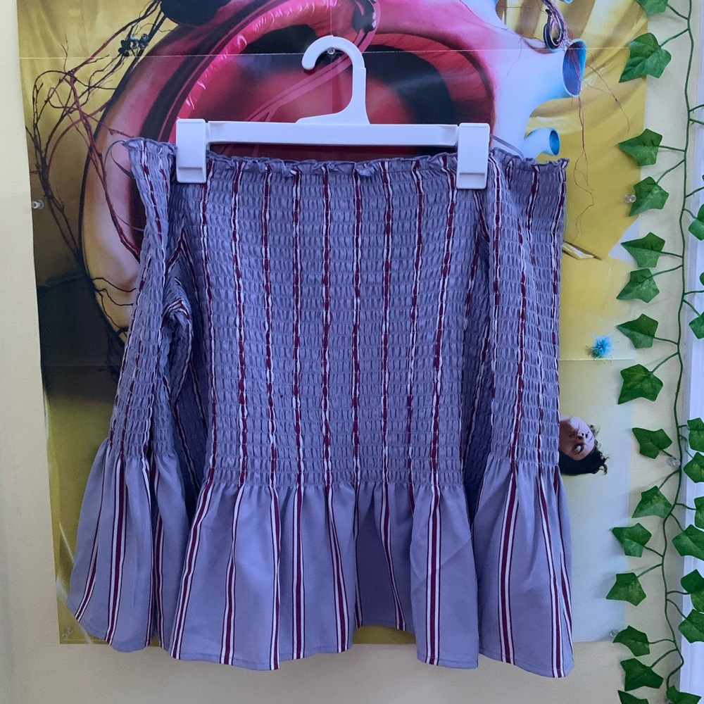 Off the Shoulder Purple Striped Top